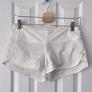 33 - Lululemon White Two Way Stretch Speed Shorts